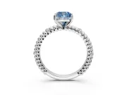 Rope Engagement Ring Setting for Fancy Blue Cushion Cut Center with Accent Shoulders and Prong Head in Sterling Silver