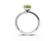 Solitaire Engagement Ring Setting for Fancy Yellow Radiant Cut Center with Milgrain X Pattern Band and Prong Head in Sterling Silver