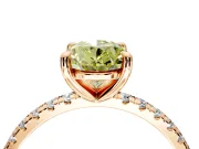 Solitaire Engagement Ring Setting for Fancy Yellow Oval Center with Fine Pave Narrow Band and Prong Head in Rose Gold