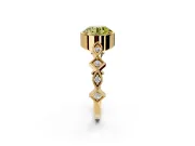 Milgrain Bezel Engagement Ring Setting for Fancy Yellow Round Cut Center with Marquise Stations and Bezel Head in Yellow Gold