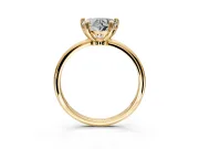 Minimalist Solitaire Engagement Ring Setting for Heart-Shaped Center with Thin Band and Prong Head in Yellow Gold