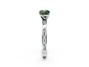 Solitaire Engagement Ring Setting for Fancy Green Cushion Cut Center with Channel Baguette Band and Prong Head in Platinum
