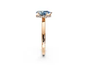 Hidden Halo Engagement Ring Setting for Fancy Blue Pear-Shaped Center with Plain Band and Tall Prong Head in Rose Gold