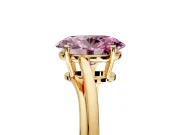 Solitaire Engagement Ring Setting for Fancy Pink Oval Center with Plain Bypass Twist Band and Prong Head in Yellow Gold