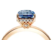 Solitaire Engagement Ring Setting for Fancy Blue Radiant Cut Center with Fine Wire Band and Prong Head in Rose Gold