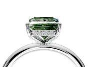 Hidden Halo Engagement Ring Setting for Fancy Green Princess Cut Center with Thin Rounded Band and Prong Head in Platinum