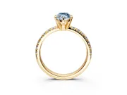 Solitaire Engagement Ring Setting for Fancy Blue Marquise Center with Large Accents and Prong Head in Yellow Gold