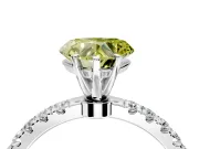 Open Basket Engagement Ring Setting for Fancy Yellow Heart-Shaped Center with Pave Band and Prong Head in Platinum