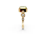 Vintage Station Engagement Ring Setting for Fancy Yellow Asscher Cut Center with Accents and Prong Head in Yellow Gold