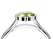 Solitaire Engagement Ring Setting for Fancy Yellow Oval Center with V Split Shank and Bezel Head in Sterling Silver