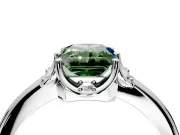 Floral Frame Engagement Ring Setting for Fancy Green Radiant Cut Center with Accent Clusters and Prong Head in Platinum