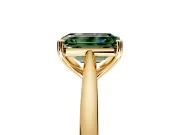 Solitaire Engagement Ring Setting for Fancy Green Emerald Cut Center with Narrow Cathedral Band and Prong Head in Yellow Gold