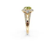 Halo Engagement Ring Setting for Fancy Yellow Round Cut Center with Two-Strand Split Shank and Prong Head in Yellow Gold