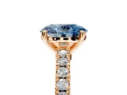 Solitaire Engagement Ring Setting for Fancy Blue Oval Center with Single Row Accent Band and Prong Head in Rose Gold