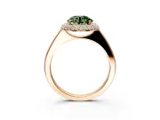 Halo Engagement Ring Setting for Fancy Green Round Cut Center with Plain Tapered Band and Prong Head in Rose Gold
