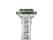 Solitaire Engagement Ring Setting for Fancy Green Radiant Cut Center with Channel Band and Double Claw Prong Head in Platinum