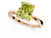 Solitaire Engagement Ring Setting for Fancy Yellow Radiant Cut Center with Thin Rounded Plain Band and Prong Head in Rose Gold