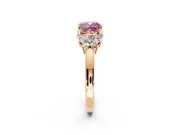 Solitaire Engagement Ring Setting for Fancy Pink Cushion Cut Center with Marquise Flower Shoulders and Prong Head in Rose Gold