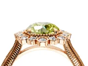Milgrain Halo Engagement Ring Setting for Fancy Yellow Round Cut Center with Bezel Point Accents and Prong Head in Rose Gold