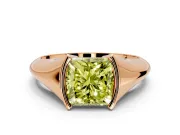 Tension Engagement Ring Setting for Fancy Yellow Princess Cut Center with Wide Tapered Band and Tension Head in Rose Gold