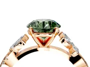 Floral Engagement Ring Setting for Fancy Green Round Cut Center with Trailing Marquise Accents and Prong Head in Rose Gold