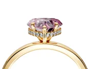 Hidden Halo Engagement Ring Setting for Fancy Pink Heart-Shaped Center with Plain Band and Tall Prong Head in Yellow Gold