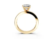 Solitaire Engagement Ring Setting for Princess Cut Center with Channel Baguette Band and Prong Head in Yellow Gold