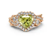 Milgrain Halo Engagement Ring Setting for Fancy Yellow Heart-Shaped Center with Shoulder Bezels and Prong Head in Rose Gold