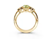 Cluster Engagement Ring Setting for Fancy Yellow Oval Center with Bezel Accent Clusters and Prong Head in Yellow Gold