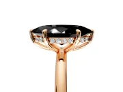 Hidden Halo Engagement Ring Setting for Fancy Black Marquise Center with Thin Rounded Band and Prong Head in Rose Gold