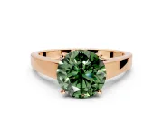 Solitaire Engagement Ring Setting for Fancy Green Round Cut Center with Tapered Split Shoulders and Prong Head in Rose Gold