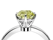 Solitaire Engagement Ring Setting for Fancy Yellow Cushion Cut Center with Plain Band and Tulip Prong Head in Platinum