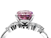 Solitaire Engagement Ring Setting for Fancy Pink Radiant Cut Center with Marquise Accent Twist Band and Prong Head in Platinum