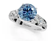 Solitaire Engagement Ring Setting for Fancy Blue Round Cut Center with Graduated Shared Prongs and Prong Head in Platinum