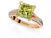 Solitaire Engagement Ring Setting for Fancy Yellow Princess Cut Center with Pave Rail Split Shank and Prong Head in Rose Gold