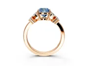 Floral Engagement Ring Setting for Fancy Blue Cushion Cut Center with Marquise Cluster Shoulders and Prong Head in Rose Gold
