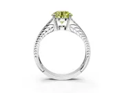 Split Shank Engagement Ring Setting for Fancy Yellow Round Cut Center with Pave Split Shank and Prong Head in White Gold