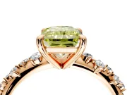 Solitaire Engagement Ring Setting for Fancy Yellow Radiant Cut Center with Trailing Leaf Accent Band and Prong Head in Rose Gold