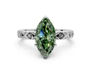 Solitaire Engagement Ring Setting for Fancy Green Marquise Center with XO Engraved Band and Prong Head in Platinum
