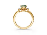 3 Stone Engagement Ring Setting for Fancy Green Marquise Center with Wide Plain Band and Prong Head in Yellow Gold
