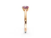 Solitaire Engagement Ring Setting for Fancy Pink Cushion Cut Center with Flat-Sided Plain Band and Prong Head in Rose Gold