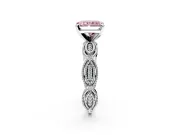 Solitaire Engagement Ring Setting for Fancy Pink Radiant Cut Center with Marquise Panel Band and Prong Head in Sterling Silver