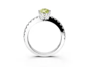 Solitaire Engagement Ring Setting for Fancy Yellow Pear-Shaped Center with Single Row Accent Band and Prong Head in Platinum