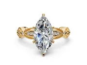 Solitaire Engagement Ring Setting for Marquise Center with Marquise Panel Band and Prong Head in Yellow Gold