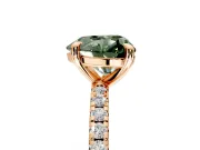 Solitaire Engagement Ring Setting for Fancy Green Heart-Shaped Center with Fine Pave Narrow Band and Prong Head in Rose Gold