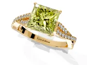 Solitaire Engagement Ring Setting for Fancy Yellow Princess Cut Center with Twisted Pave Split Shank and Prong Head in Yellow Gold