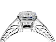 Split Shank Engagement Ring Setting for Radiant Cut Center with Pave Split Shank and Prong Head in Platinum