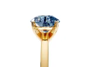 Solitaire Engagement Ring Setting for Fancy Blue Round Cut Center with Basket Rail and Prong Head in Yellow Gold