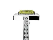 Halo Engagement Ring Setting for Fancy Yellow Emerald Cut Center with Framed Halo, Pave Band and Prong Head in Sterling Silver