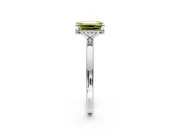 Hidden Halo Engagement Ring Setting for Fancy Yellow Emerald Cut Center with Plain Band and Tall Prong Head in Sterling Silver